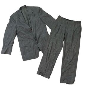 Vtg 80s 90s Austin Reed Pinstripe Wool Blend Two Piece Suit Gray 42R